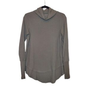 Susina Cowl Raw Hem Long Sleeve Top